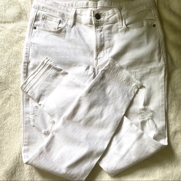 White Distressed Skinny Jeans Old Navy - Picture 3 of 5